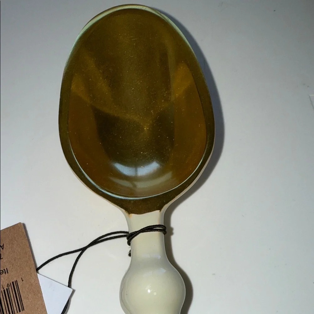 Ew-Creative Co-Op Gold metal and ceramic Cream Serving Spoon/ scoop